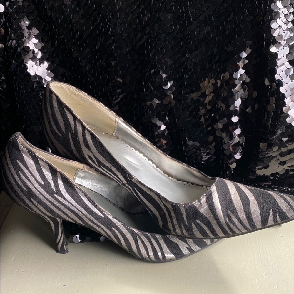 Splash Black and White Zebra Print Heels